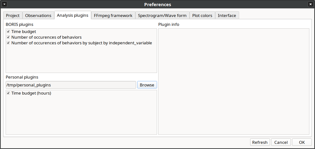Analysis plugins preferences