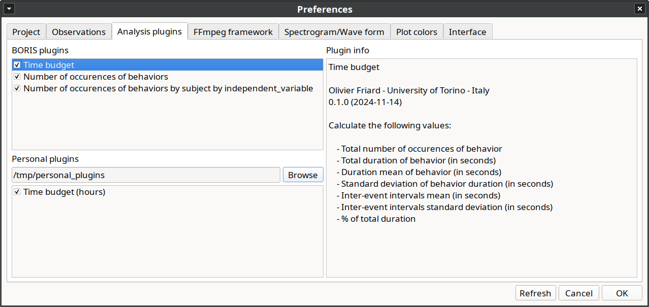 Plugin information