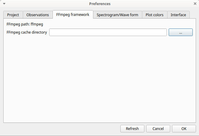Preferences FFmpeg framework tab