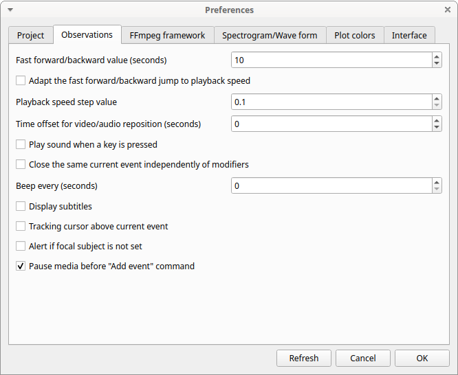 Preferences for the observations