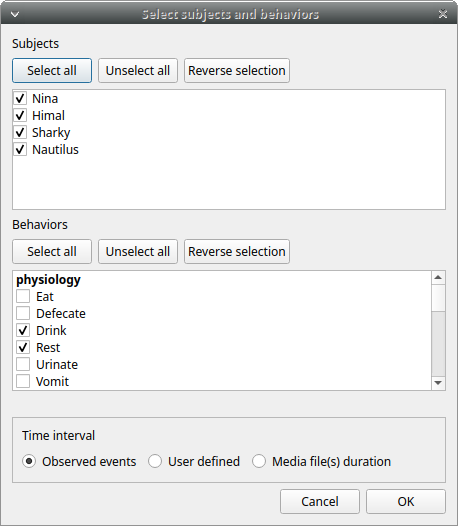 Limit export to the observed events