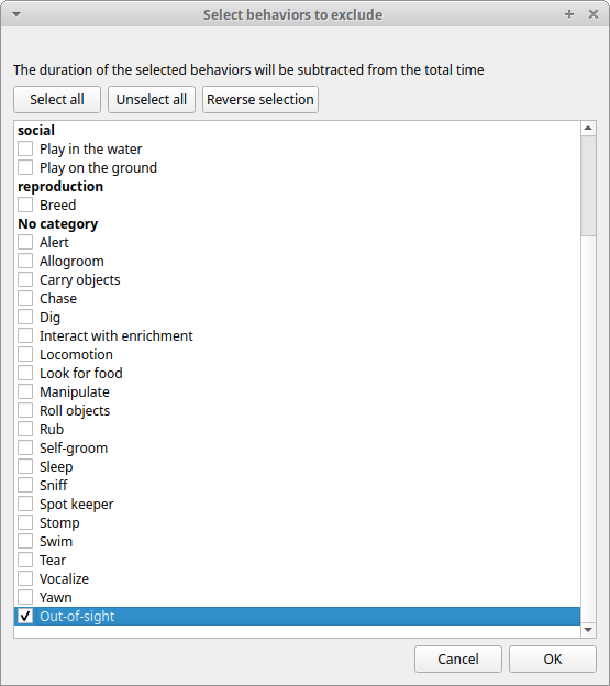 subtract behavior from the total duration